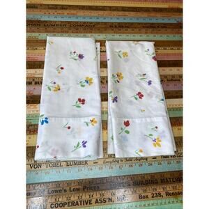 Vintage Stevens Standard Pillow Case Colorful Tulip Flowers USA Made Pair 2